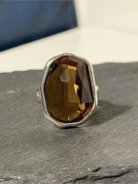 New Smoky Quartz Faceted Statement Ring